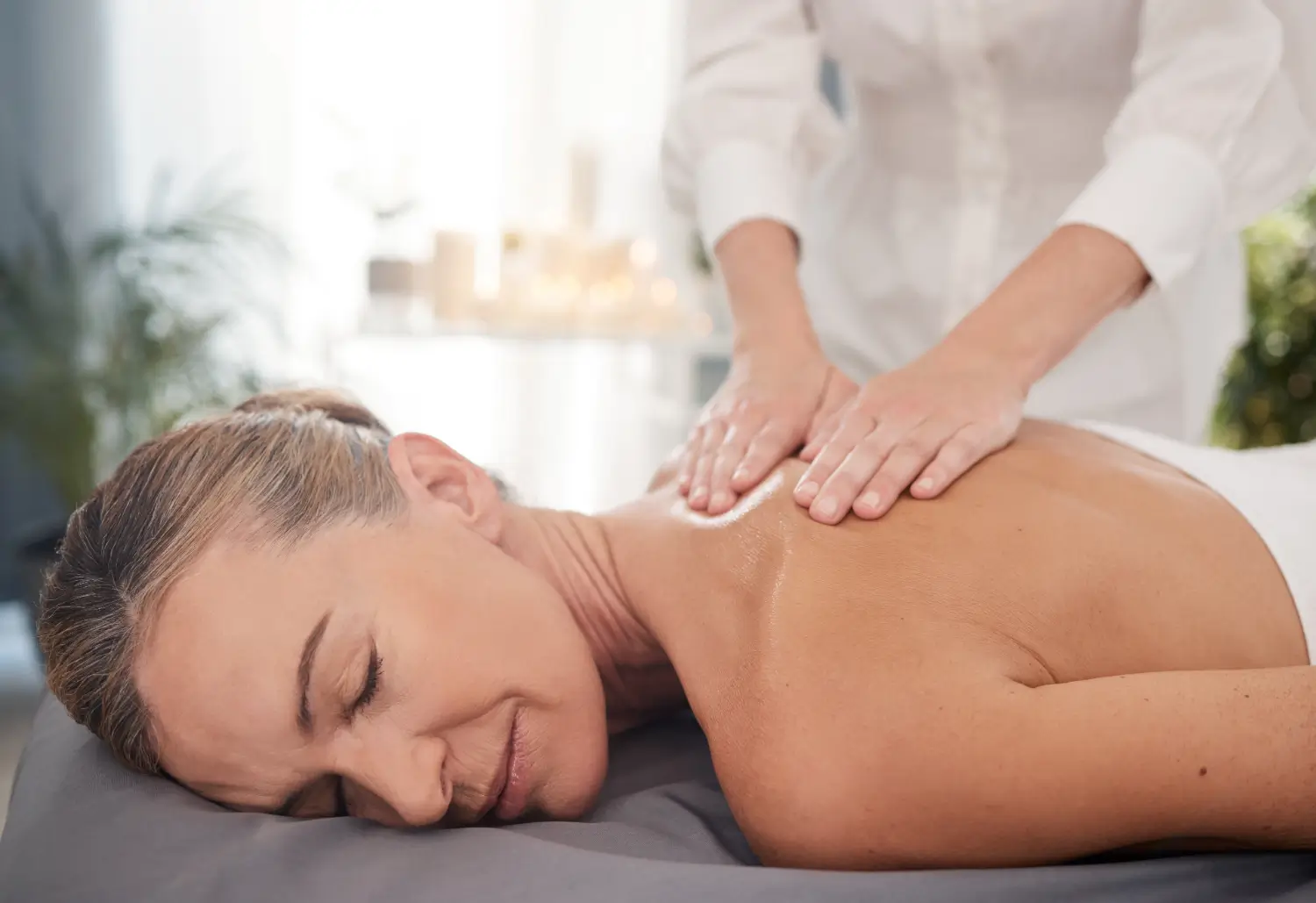 massage Aromatherapy massage treatment with gentle back massage